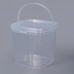 2L Capacity Food Grade Clear Square Plastic Buckets Pail With Handle For Cookies Storage for sale