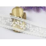 Scalloped Floral Embroidery Cotton Nylon Lace Trim For Ivory Lace Wedding Dress for sale