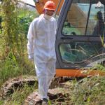 China CAT I disposable white microporous film coverall with hood for basic industry power manufacturer