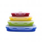 Collapsible Silicone Children Bento Box With Plastic Lid