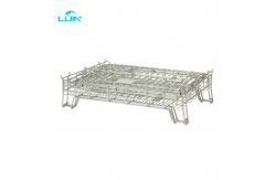 China Customized Galvanized Collapsible Folded Stackable Warehouse Metal Wire Mesh Heavy Duty Pallet Cage supplier