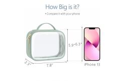 China Shockproof And Durable Clear Green Cosmetic Bags With Handle supplier