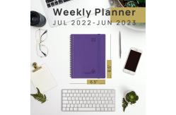 China Weekly Academic Planner Purple Softcover Spiral Planner With Hourly Schedule And Monthly Tabs supplier