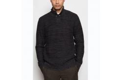 China Black Plaid Sherpa Pullover Sweater , Full Cotton Cable Mock Neck Sweater supplier