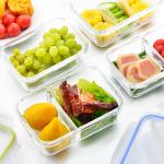 Leak Proof 1000ml 0.8mm Borosilicate Glass Food Container