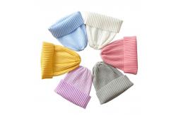 China Autumn Winter Custom Logo Baby Beanie Hat Rib Fashion Fitted Knitting Baby Hat supplier