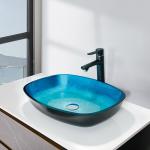 Sky Blue Handmade Rectangular Vessel Sinks Tempered Glass 12mm for sale