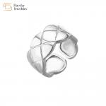 18k Real Gold Plated Wide Band Rings Couple Wavy Texture Adjustable