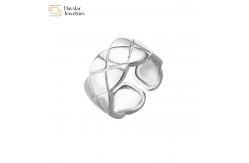 China 18k Real Gold Plated Wide Band Rings Couple Wavy Texture Adjustable supplier