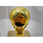 Shiny Gold Plated Custom Trophy Cup With The Statue Holding The Ball Design