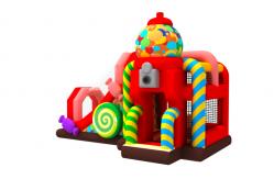 China 0.55mm PVC Tarpaulin Inflatable Bouncy House With Slide Candy Inflatable Combo supplier