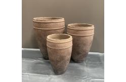 China Premium Fiber Cement Custom Flower Pots With Rustic Textured Hand Carved Finish supplier