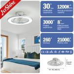6 Speeds Adjustable Ceiling Fan Hidden Blades Remote Control LED Light Source 1stshine