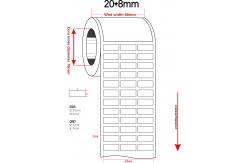 China 20mmx8mm 1mil  Thermal Transfer Roll Labels White Matte Label For 3 Row supplier