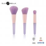3pcs Travel  Makeup Brush Set Transparent Plastic Handle Aluminum Ferrule for sale