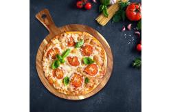 China Round Serving Acacia Wood Cutting Board With Handle supplier