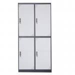 Thickness 0.5~0.8mm Four Doors Locker Gray Vertical Iron Storage Locker for sale
