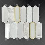 295x310mm Hexagonal Glass Mosaic Tile Glossy Surface  For Bathroom Wall