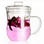 Glass Filter Glass Tea Infuser Cup Customized Logo For Office / Travel for sale