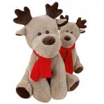 PP Cotton Filled 25cm Red Scarf Christmas Reindeer Plush Toy for sale
