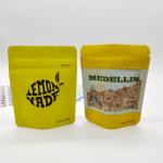 Customized Print Zipper Packaging Pouch Yellow Stand Up Bags With Tear Notch