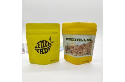 China Customized Print Zipper Packaging Pouch Yellow Stand Up Bags With Tear Notch supplier