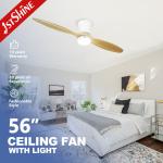 School Living Room LED Ceiling Fan 52 inch Support Dimmer Yes 3 Colors Natural Blades for sale
