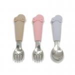 Stainless Steel Self Feeding Pantone Baby Silicone Fork Plastic PVC Free for sale