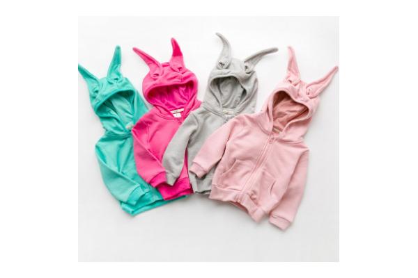 Custom Made Girls Rabbit Ear Hoodie , Animal Hoodies With Ears For Toddlers