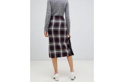 China 2019 fashionable new arrival tartan with zip detail midi skirt supplier