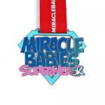 Various Shapes Shining Glitter Medal With Ribbon Specialty Soft Enamel for sale