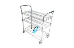 China Movable ESD Storage Shelves Single / Double Peak Wire Structure With Caster / Handle supplier