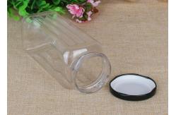 China 550ml Square Transparent Food - Grade PET Canister With Iron Screw Cap supplier