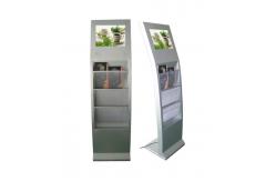 China Black 21.5 Inch Floor Standing Digital Signage With Magazine Newspaper Shelf supplier