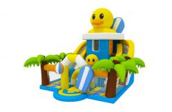 China 1000D Fireproof Commercial Inflatable Water Slides Yellow Duck PVC Pool For Kids supplier