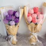 Hand Knitted Flower Yarn Crochet Heart Shape Flowers Hand Woven Bouquet Wedding Decoration Handmade Valentine's Gift for Lovers for sale