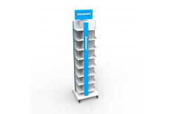 China Casters Pegboard Rotating Display Stand Metal Pegboard Display Stand With Hooks supplier