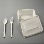 450ml 15oz PLA Tableware With Lid , Biodegradable Disposable Lunch Box 6.9X4.7X1.6 for sale