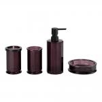 Glass Bathroom Accessories Set Purple Color Round Shape Soap Dispenser For Home Decor for sale