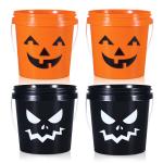 Round Customized Food Grade Plastic Container With Lids and Handle For Halloween Candy for sale