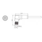 M5 Angled Female Overmolded Plug Connector 3/4pin Black 20A Solder IP67