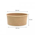 Microwaveable 1300ML 42OZ Brown Kraft Paper Bowl Biodegradable Salad Bowl Coated for sale