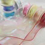 Custom Solid Color Sheer Chiffon Pink Silk Organza Ribbon for Wedding Gift Wrapping for sale