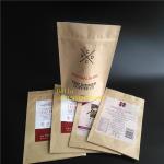 Leaf Logo Printed Tea Bags Packaging Brown Kraft Paper Zipper Pouch With Clear Window for sale