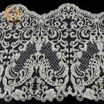 MDX Fashion Knitted Beaded Lace Trim Luxury Handmade 140cm Width for sale