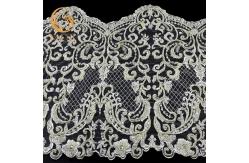 China MDX Fashion Knitted Beaded Lace Trim Luxury Handmade 140cm Width supplier