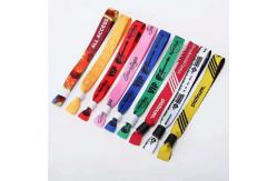 China Customization Logo Polyester Woven Cloth Wristbands Concert Promotion Events Gift Adjustable Length Wristbands supplier