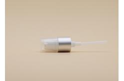 China 18mm Cosmetic Treatment Pumps Matt Silver Closure White PP Half Cap supplier