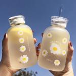 480ml Milk Juice Cute Water Bottle With Scale Portable Transparent for sale