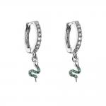 Animal Zircon Snake Shape Earrings Micro Silver Plated Crystal Hoop Earrings